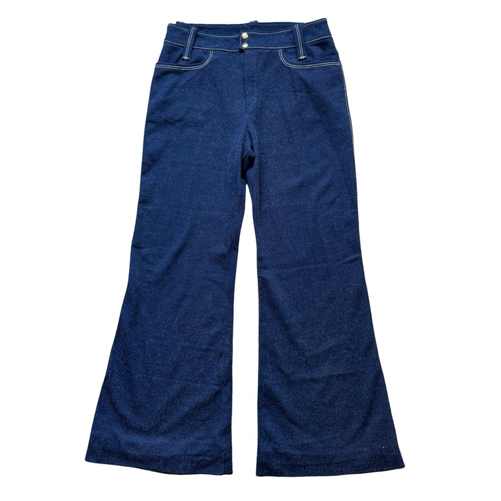 Source Unknown Vintage 70s Dark Blue Flare Pants Size S Disco Retro Bell Bottoms